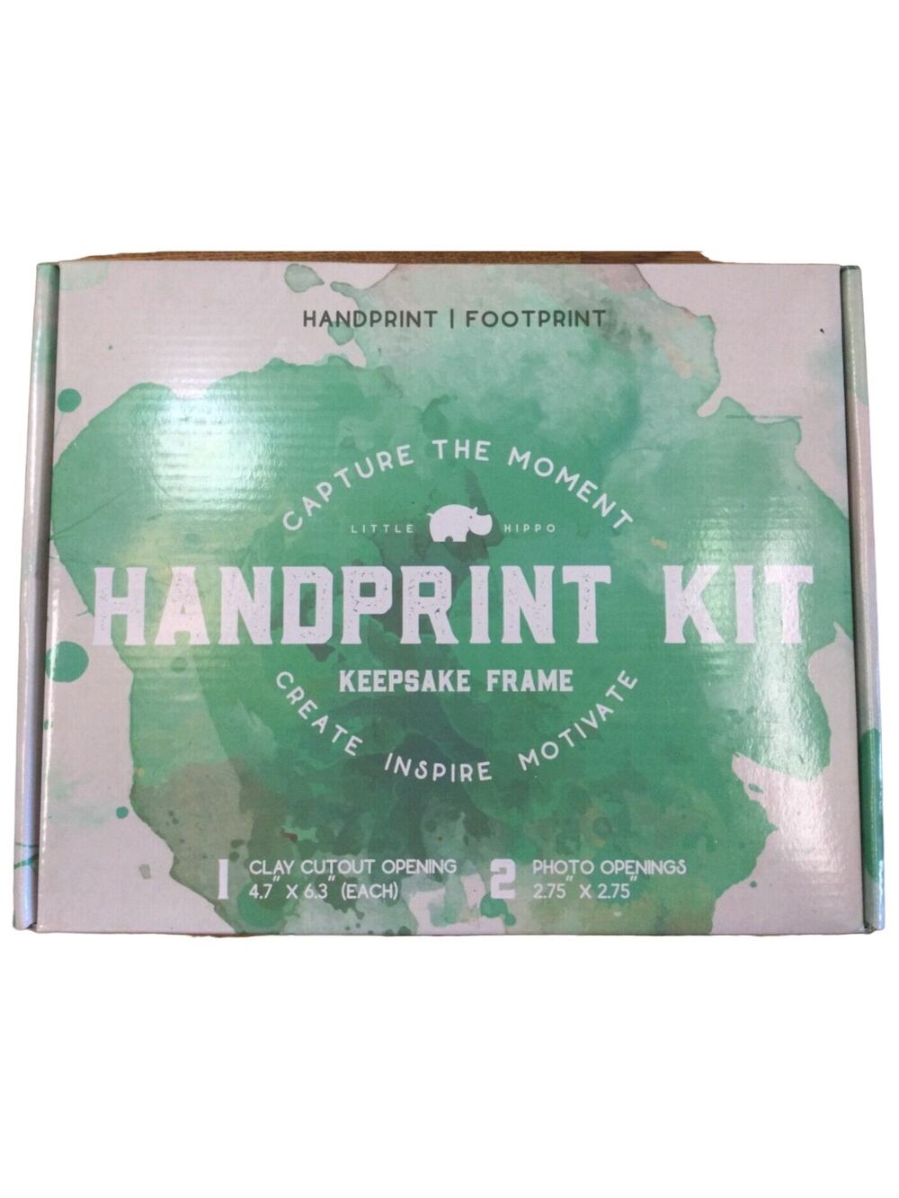 Little Hippo Baby Hand Footprint Kit Clay Keepsake Frame Non-Toxic Newborn